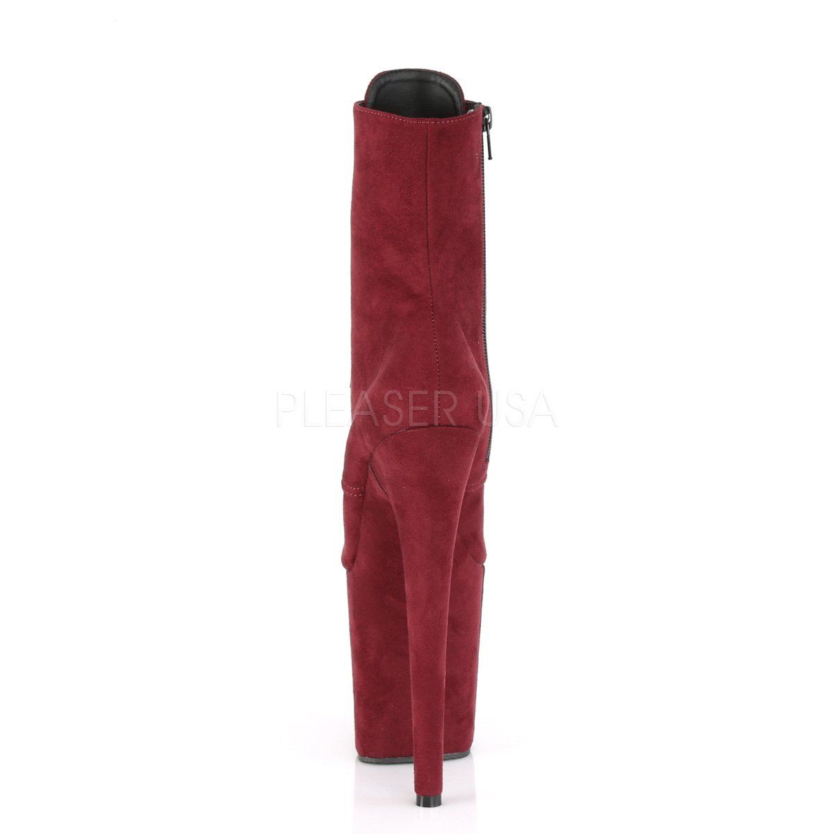 FLAMINGO-1020FS Burgundy Faux Suede/Burgundy Faux Suede Ankle Boot Pleaser