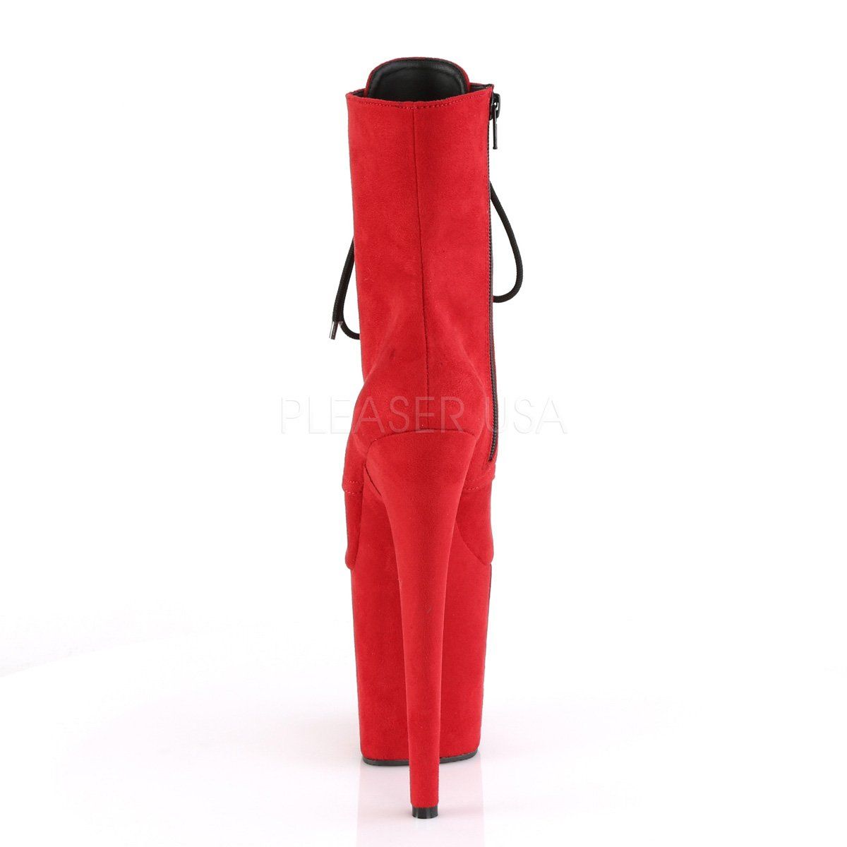 FLAMINGO-1020FS Red Faux Suede/Red Faux Suede Ankle Boot Pleaser