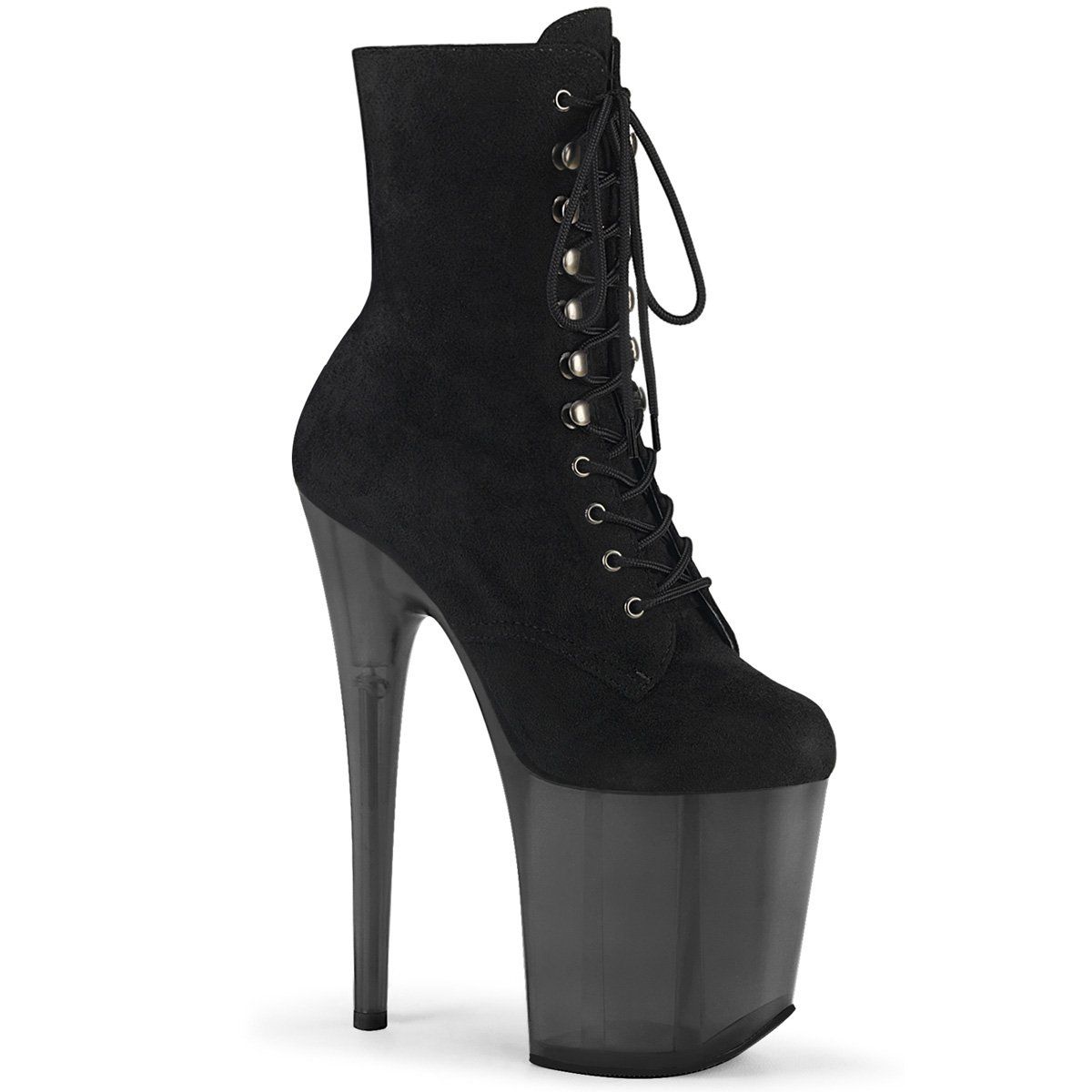 FLAMINGO-1020FST Black Faux Suede/Frosted Black Ankle Boot Pleaser