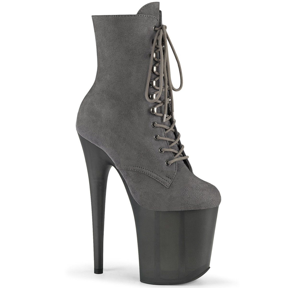 FLAMINGO-1020FST Grey Faux Suede/Frosted Grey Ankle Boot Pleaser