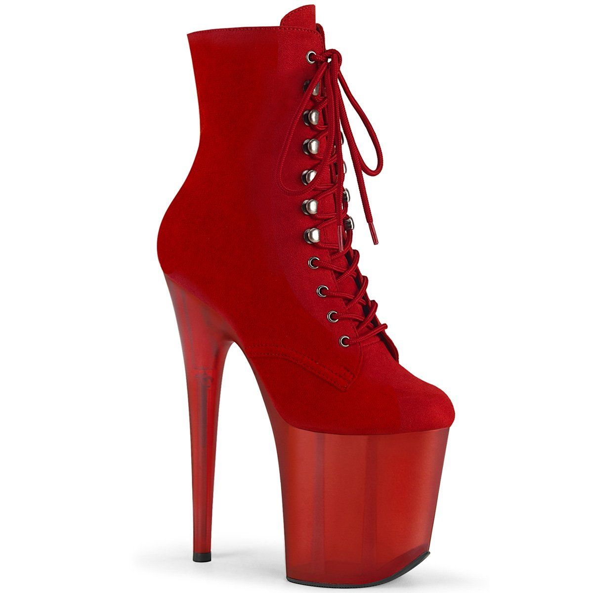 FLAMINGO-1020FST Red Faux Suede/Frosted Red Ankle Boot Pleaser
