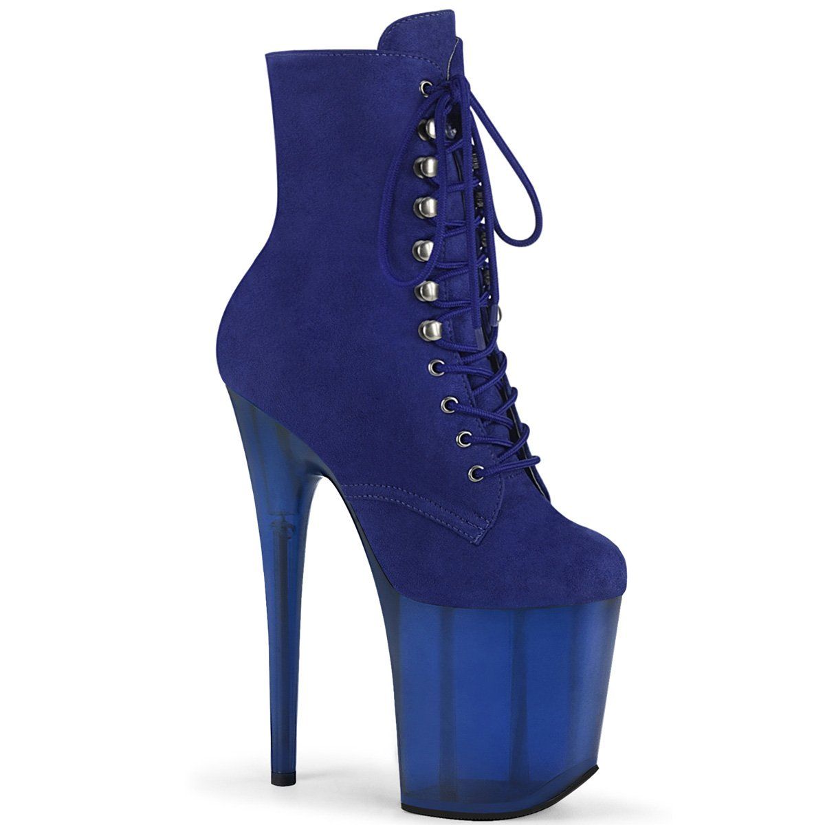 FLAMINGO-1020FST Royal Blue Faux Suede/Frosted Blue Ankle Boot Pleaser