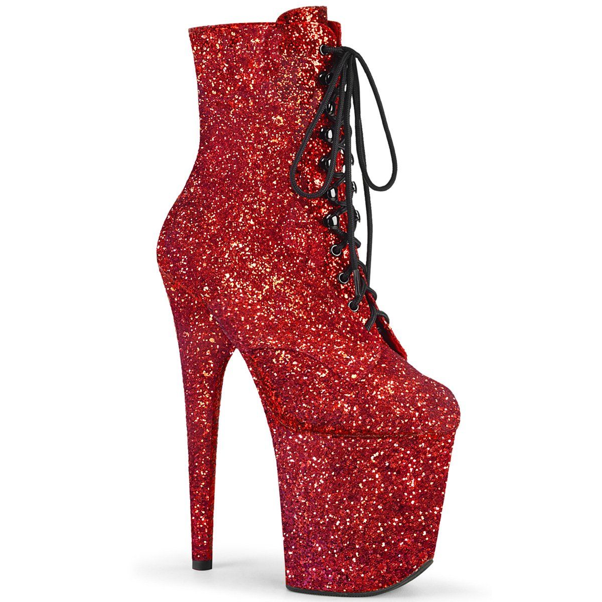FLAMINGO-1020GWR Red Glitter/Red Glitter Ankle Boot Pleaser