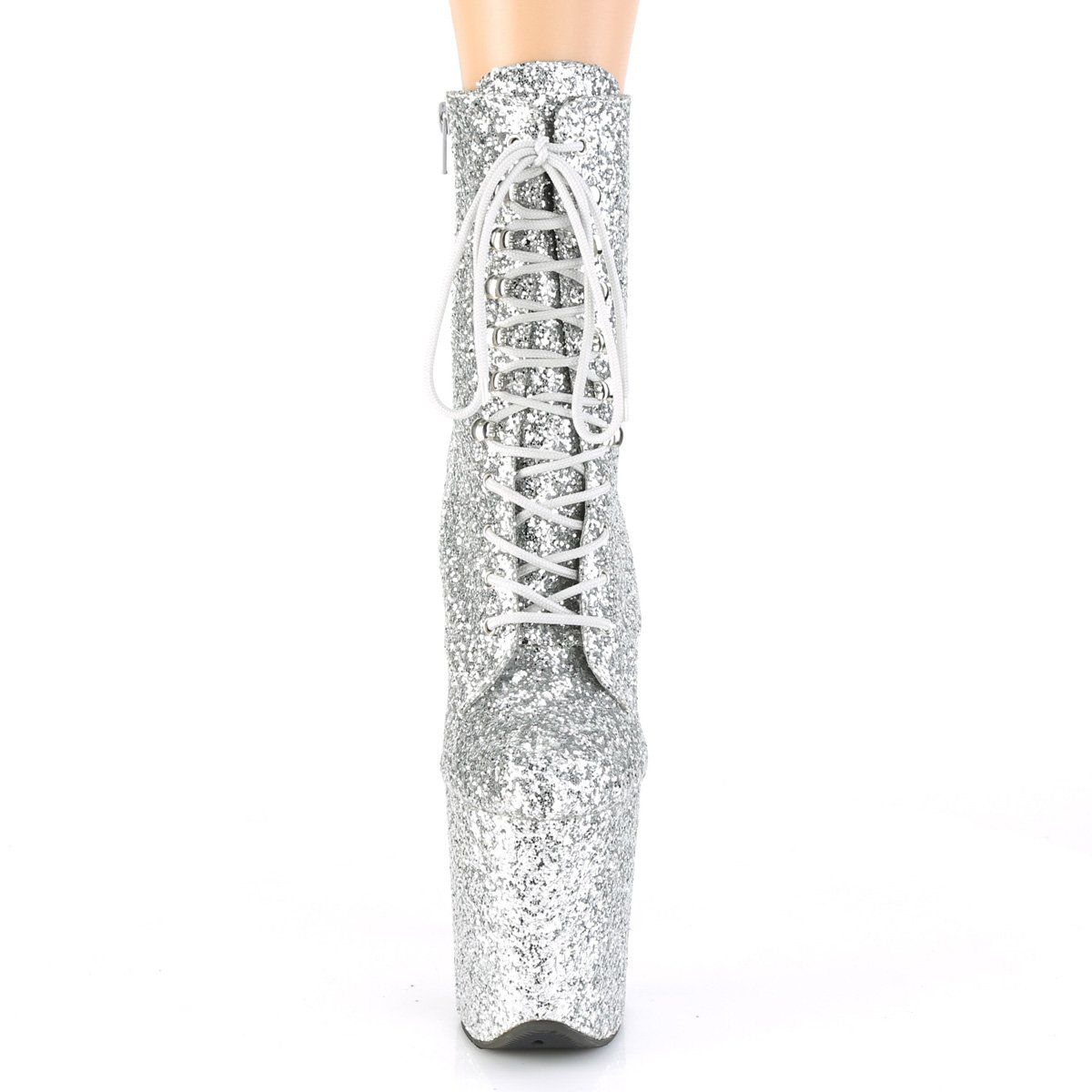 FLAMINGO-1020GWR Silver Glitter/Silver Glitter Ankle Boot Pleaser