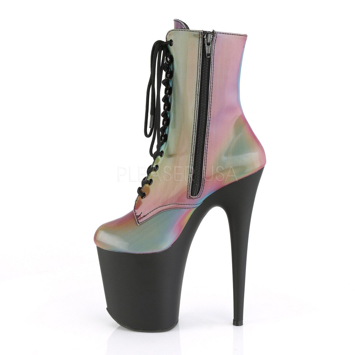 FLAMINGO-1020REFL Rainbow Reflective Ankle Boot Pleaser