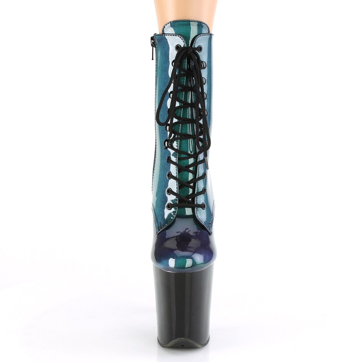 FLAMINGO-1020SHG Purple-Green/Black Ankle Boot Pleaser
