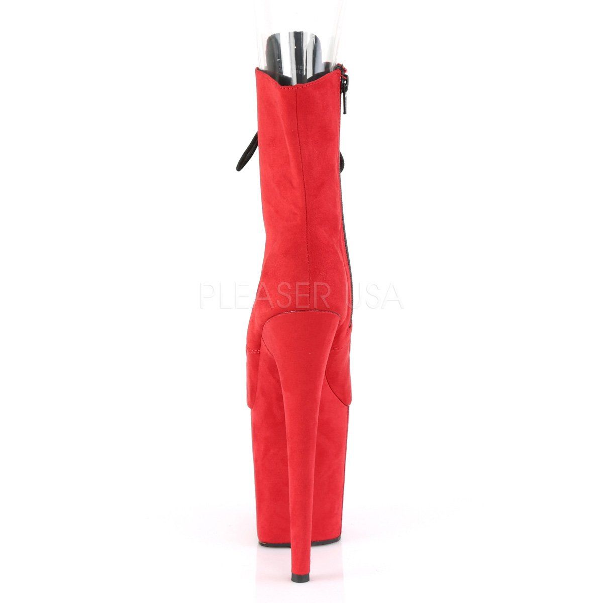 FLAMINGO-1021FS Red Faux Suede/Red Faux Suede Ankle Boot Pleaser