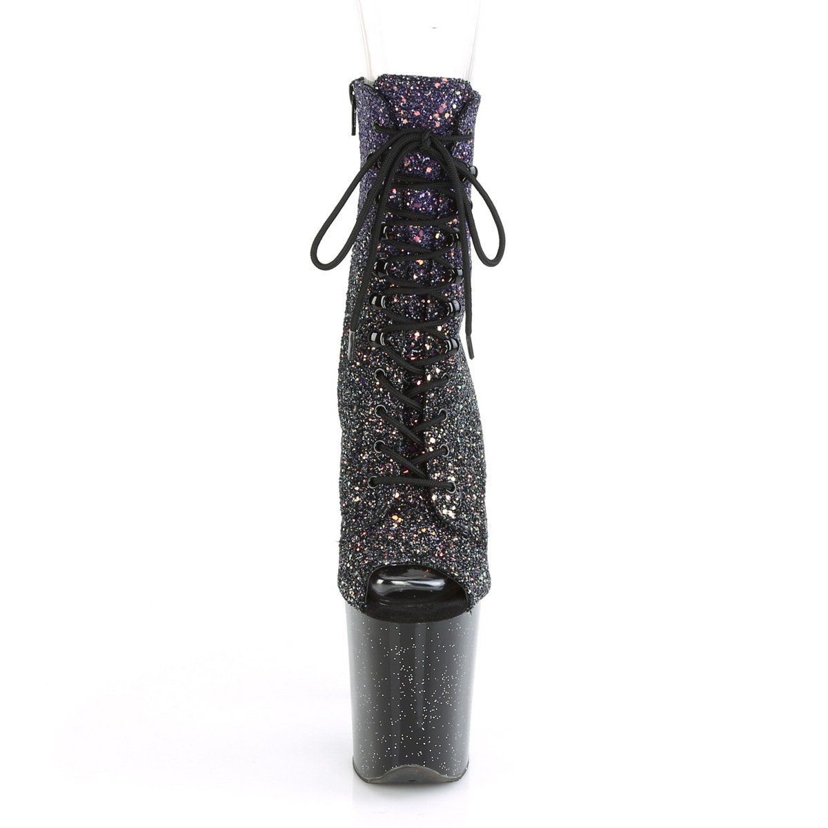 FLAMINGO-1021OMBG Purple Multi Glitter/Black Ankle Boot Pleaser