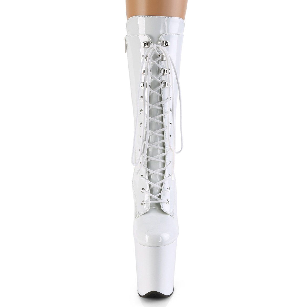 FLAMINGO-1050 White Patent Mid-Calf Boot Pleaser