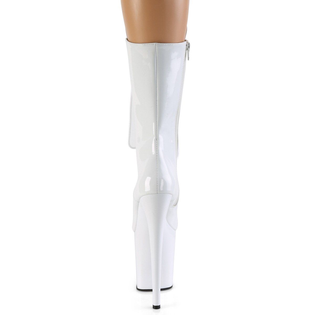 FLAMINGO-1050 White Patent Mid-Calf Boot Pleaser