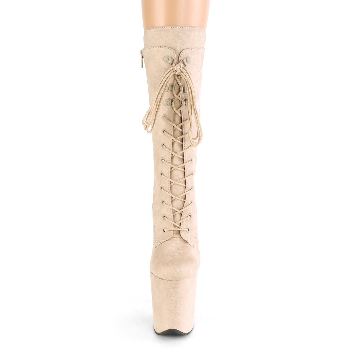 FLAMINGO-1050FS Beige Faux Suede/Beige Faux Suede Mid-Calf Boot Pleaser