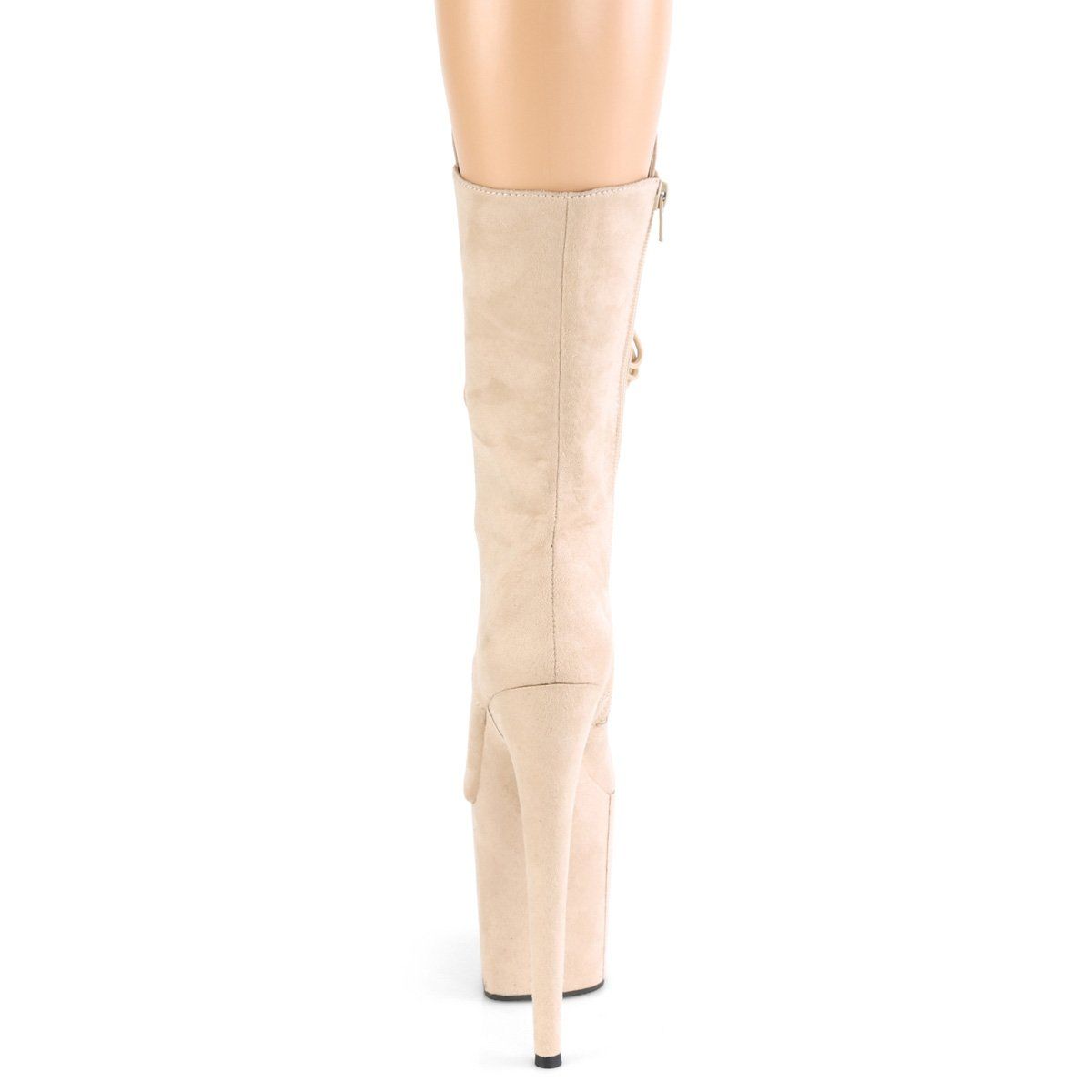 FLAMINGO-1050FS Beige Faux Suede/Beige Faux Suede Mid-Calf Boot Pleaser