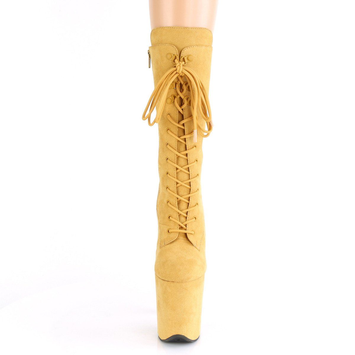 FLAMINGO-1050FS Mustard Faux Suede/Mustard Faux Suede Mid-Calf Boot Pleaser