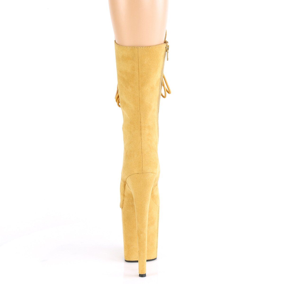 FLAMINGO-1050FS Mustard Faux Suede/Mustard Faux Suede Mid-Calf Boot Pleaser