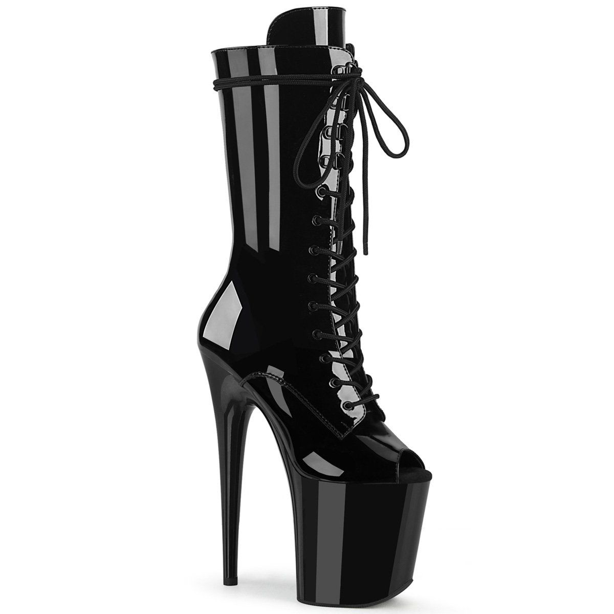 FLAMINGO-1051 Black Patent Mid-Calf Boot Pleaser