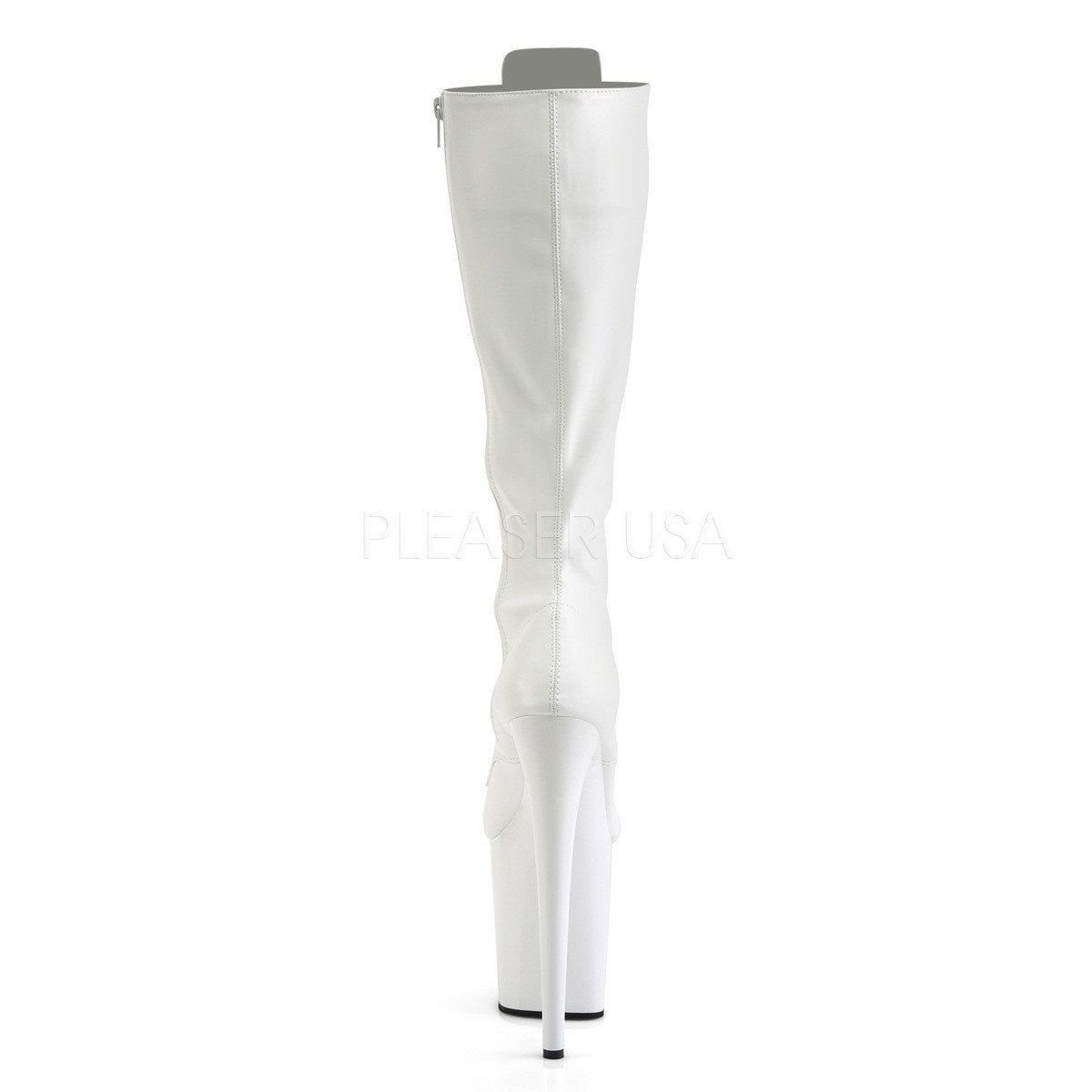 FLAMINGO-2023 White Stretch Pu/White Knee Boot Pleaser
