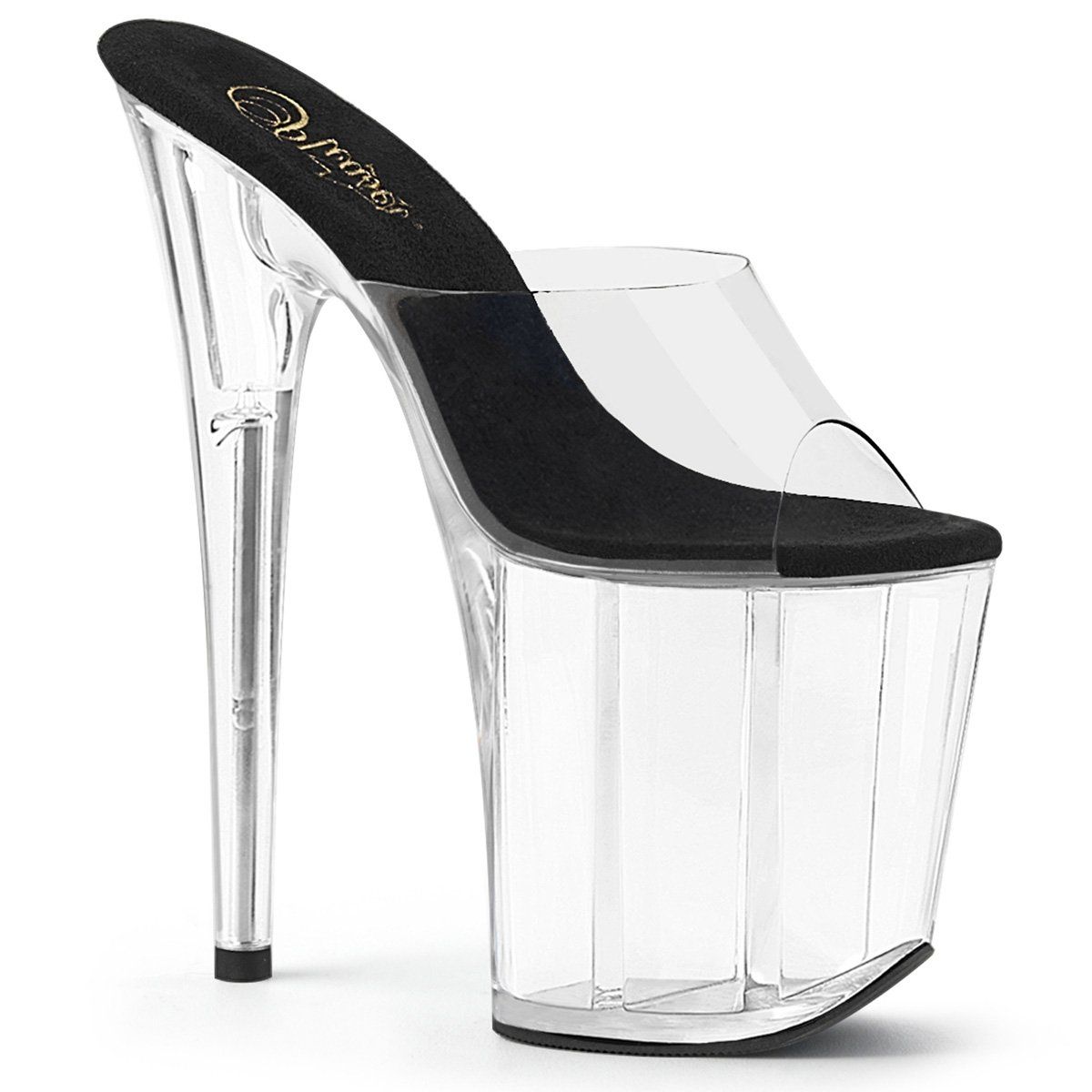 FLAMINGO-801 Clear-Black/Clear Slide Pleaser