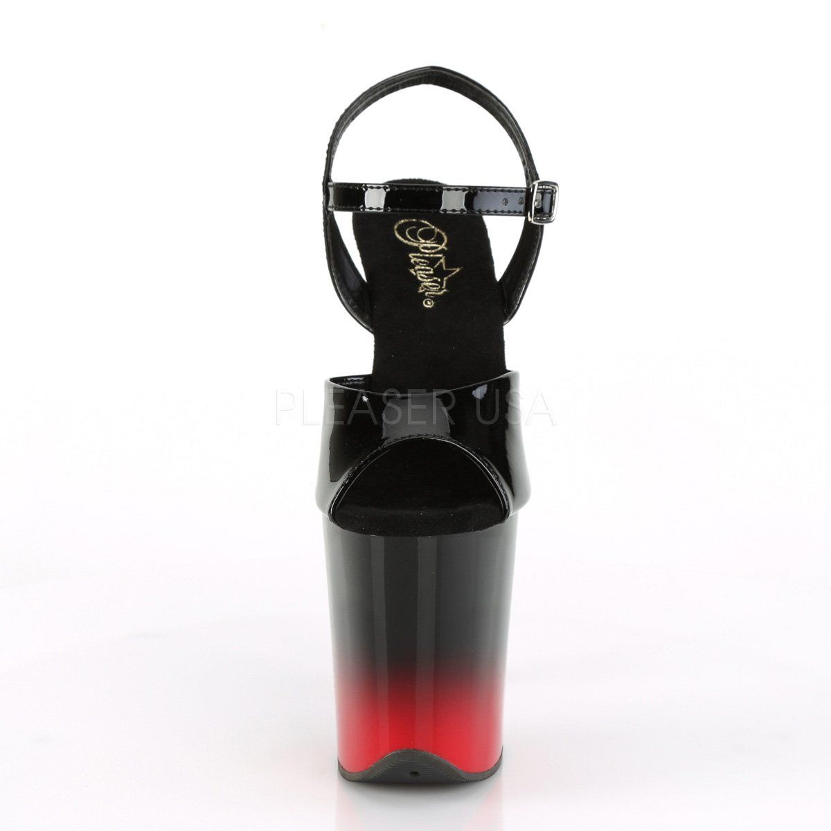 FLAMINGO-809BR-H Black Patent-Red Platform Sandal Pleaser