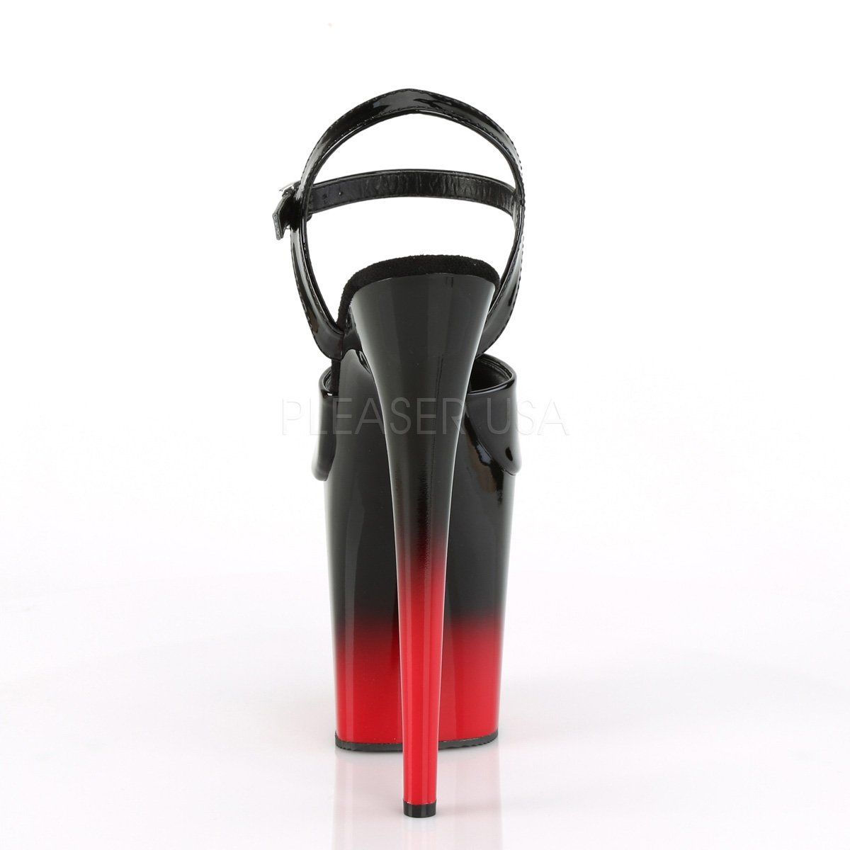 FLAMINGO-809BR-H Black Patent-Red Platform Sandal Pleaser