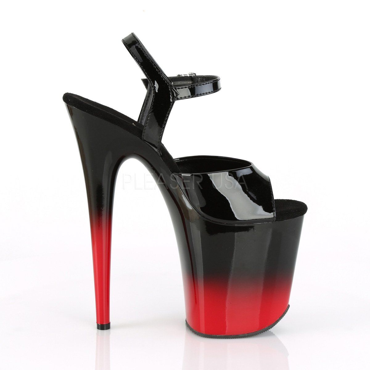 FLAMINGO-809BR-H Black Patent-Red Platform Sandal Pleaser