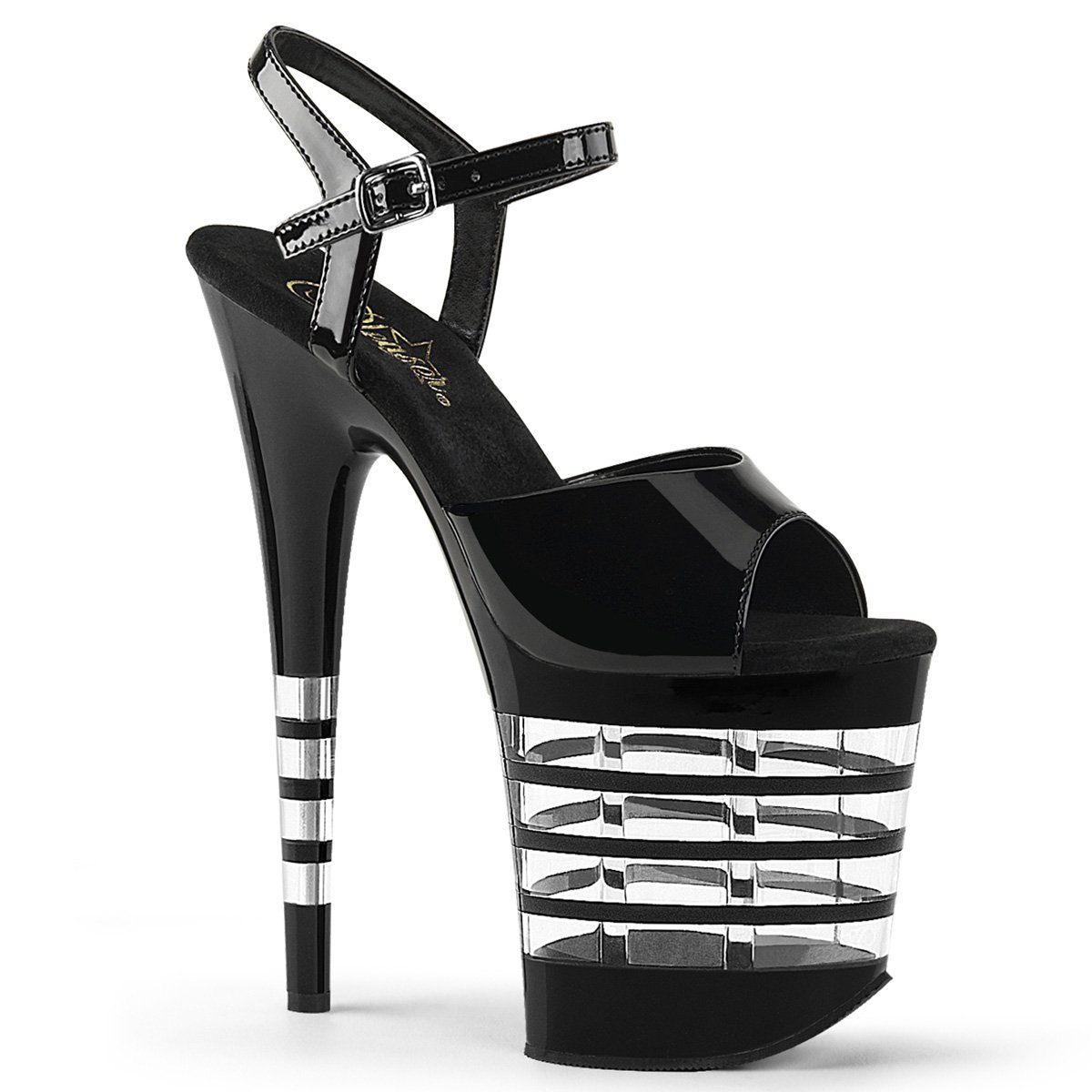 FLAMINGO-809LN Black Patent Platform Sandal Pleaser