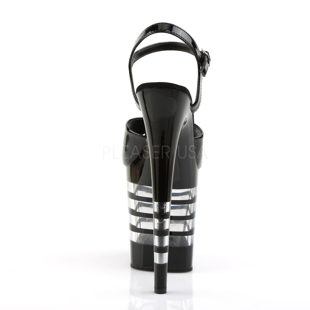 FLAMINGO-809LN Black Patent Platform Sandal Pleaser