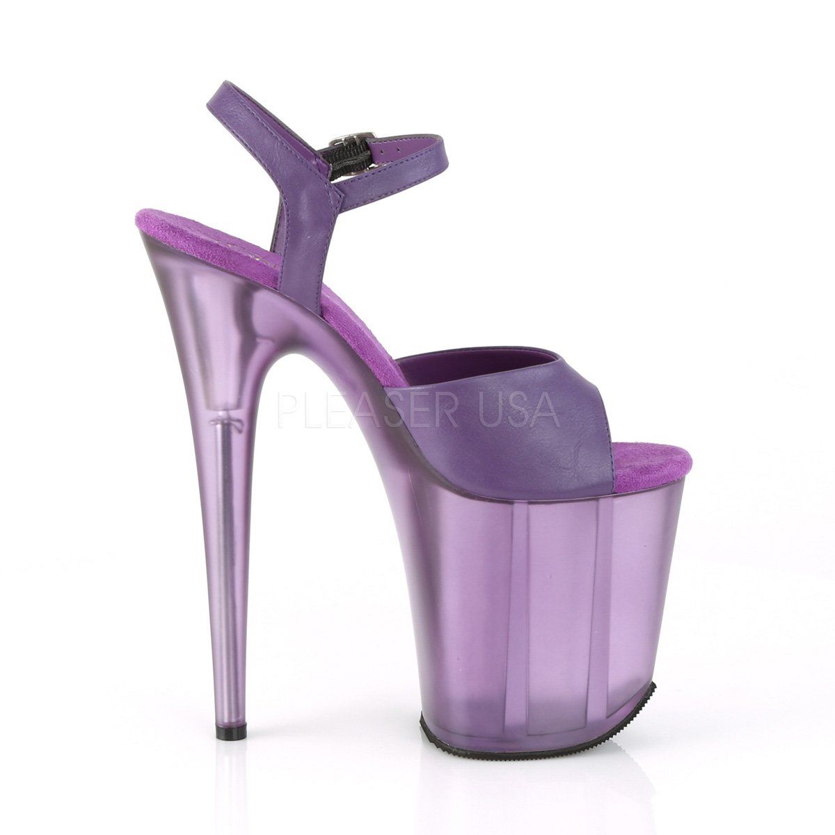 FLAMINGO-809T Purple Faux Leather/Frosted Purple Platform Sandal Pleaser