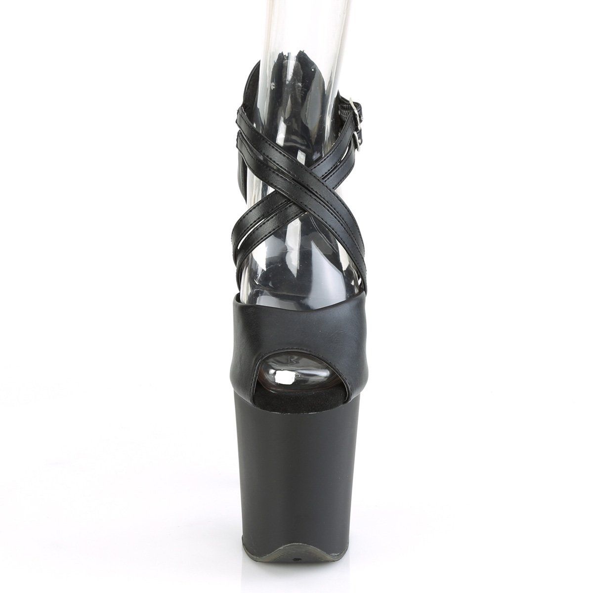 FLAMINGO-865 Black Faux Leather Platform Sandal Pleaser