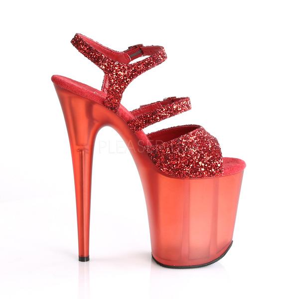 FLAMINGO-874 Red Glitter/Frosted Red Platform Sandal Pleaser