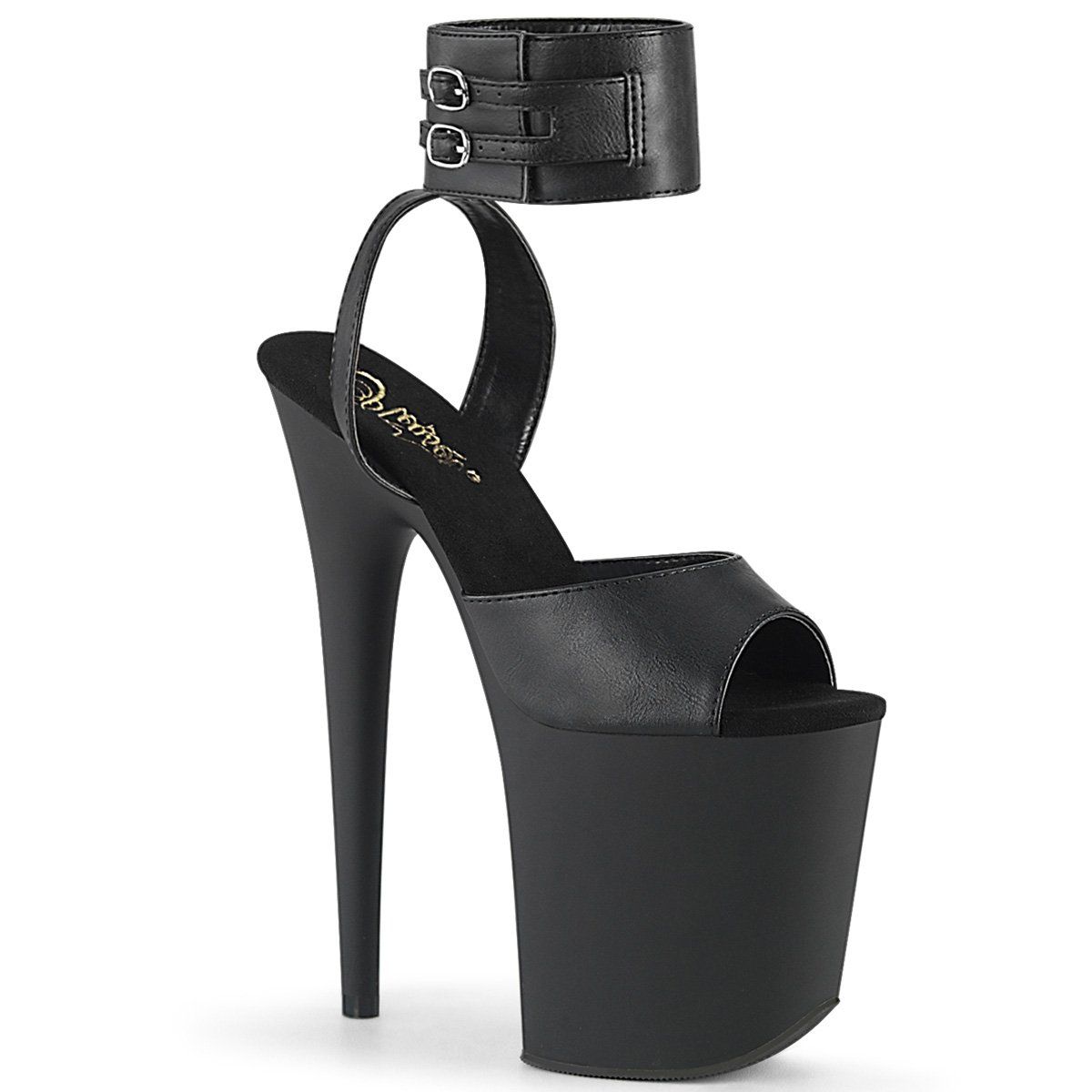 FLAMINGO-891 Black Faux Leather Platform Sandal Pleaser