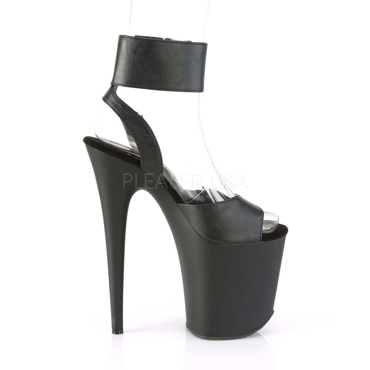 FLAMINGO-891 Black Faux Leather Platform Sandal Pleaser