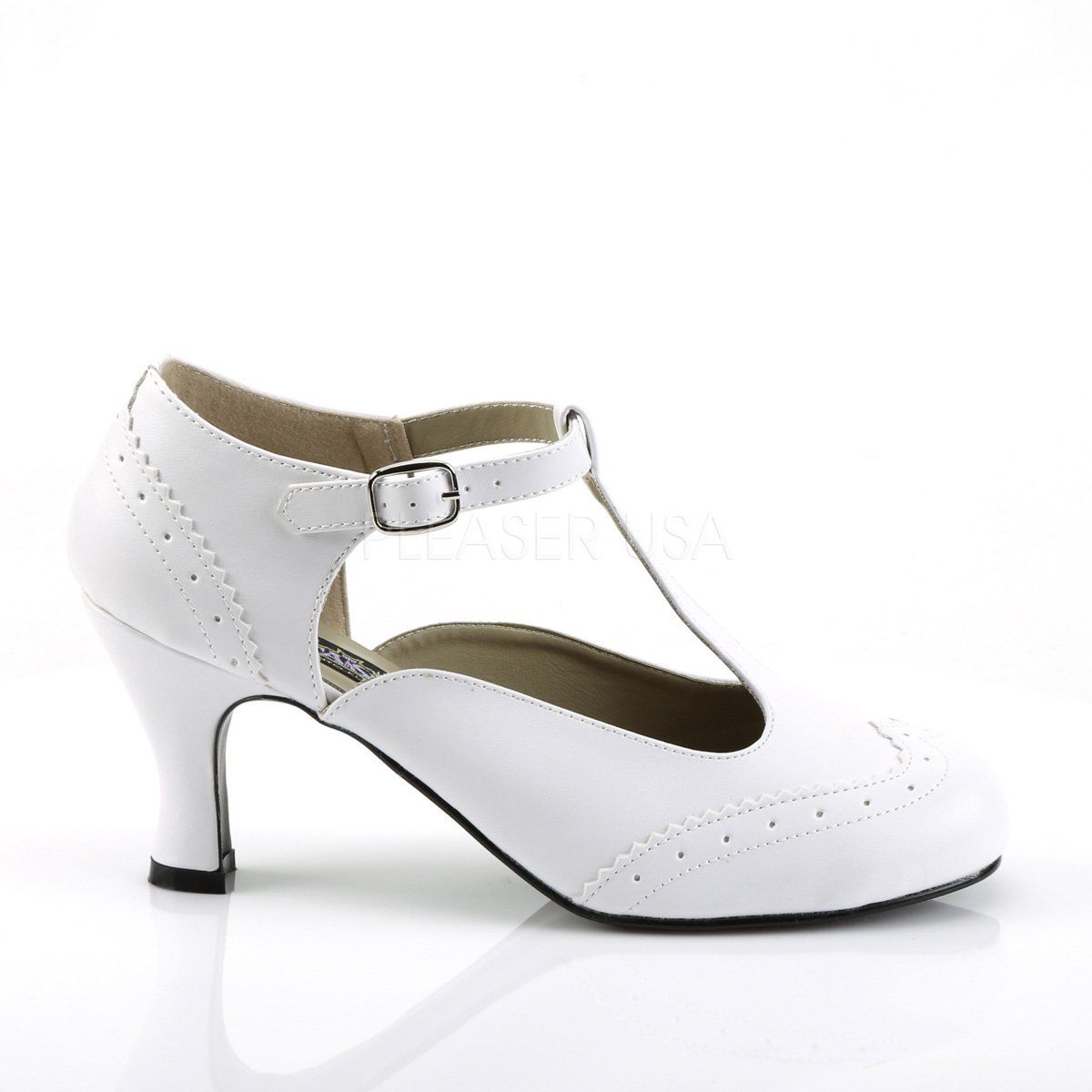 FLAPPER-26 White Pu Pin Up Couture