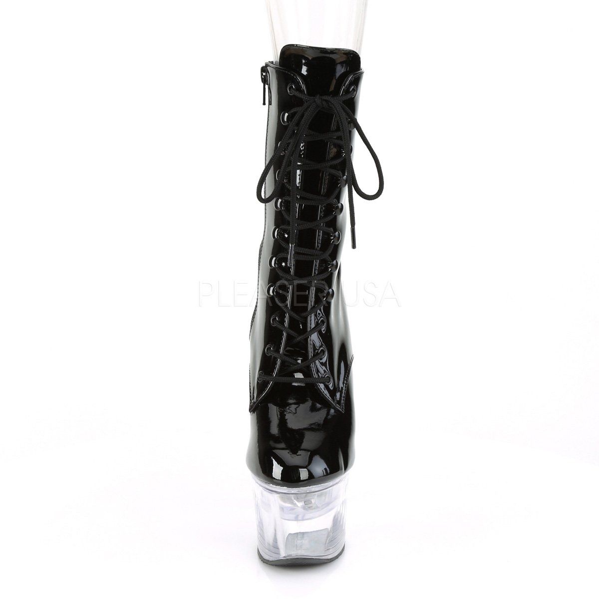 FLASHDANCE-1020-7 Black Patent/Clear Ankle Boot Pleaser