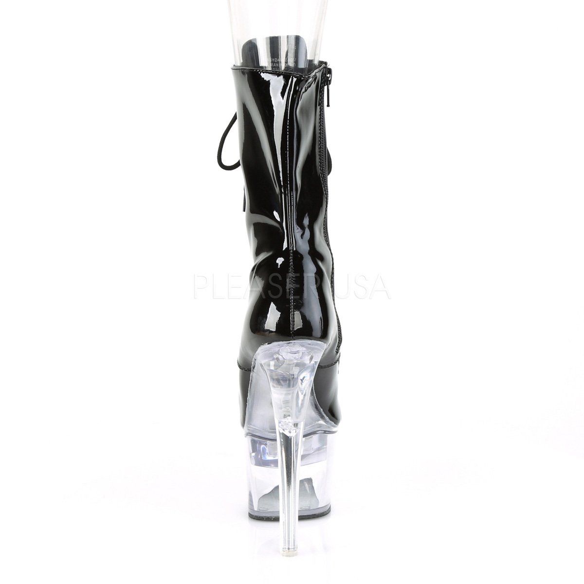 FLASHDANCE-1020-7 Black Patent/Clear Ankle Boot Pleaser