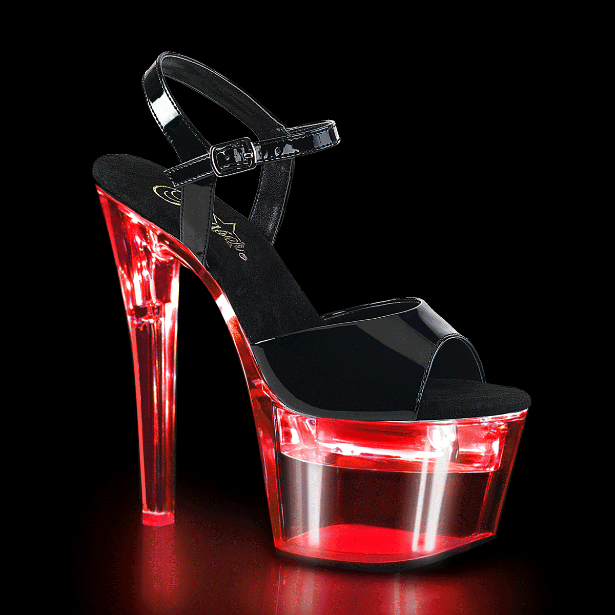 FLASHDANCE-709 Black Patent Platform Sandal Pleaser