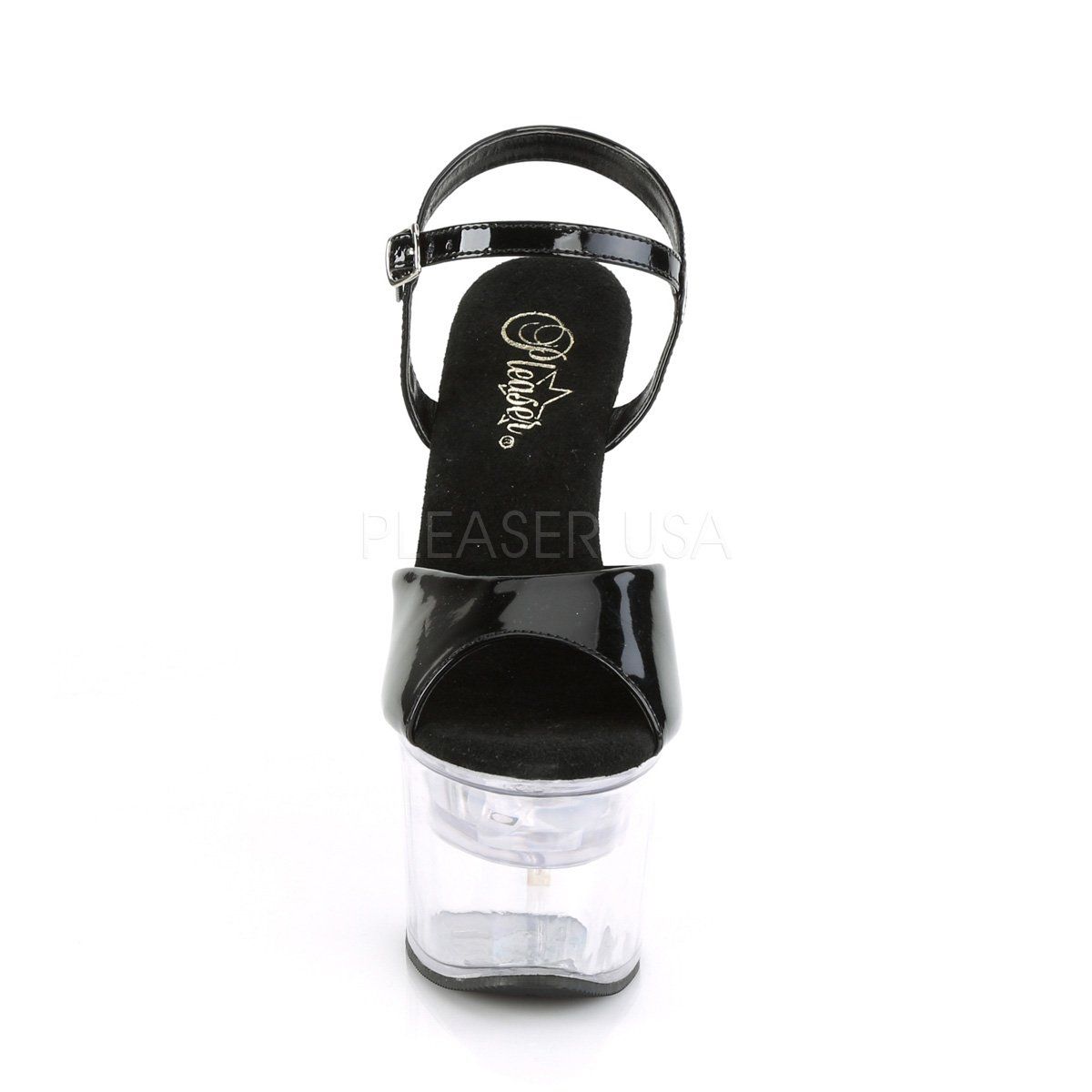 FLASHDANCE-709 Black Patent Platform Sandal Pleaser