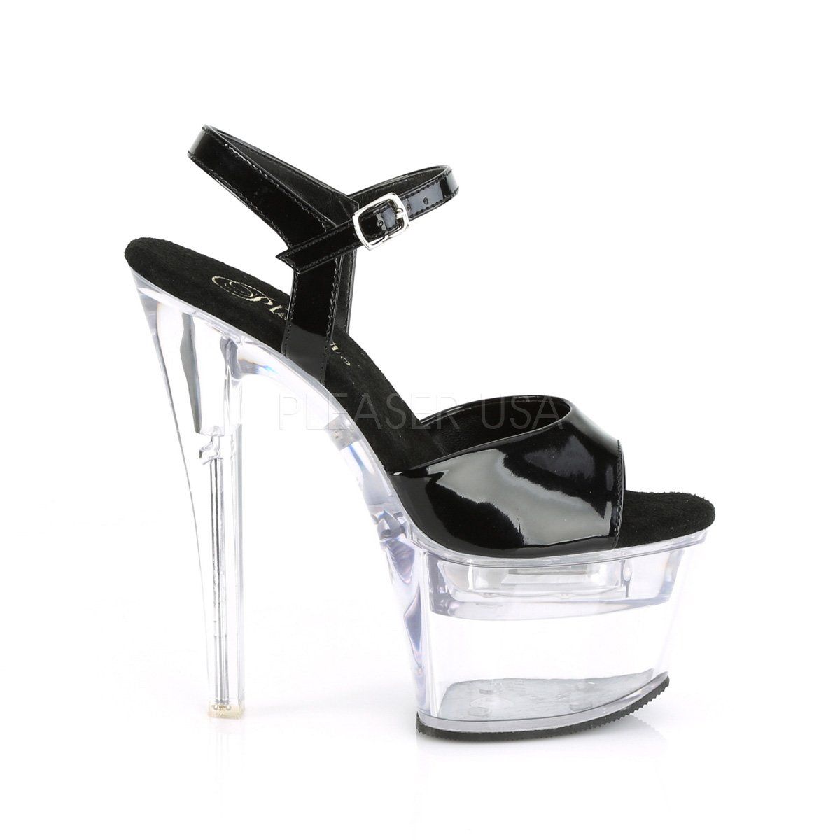 FLASHDANCE-709 Black Patent Platform Sandal Pleaser