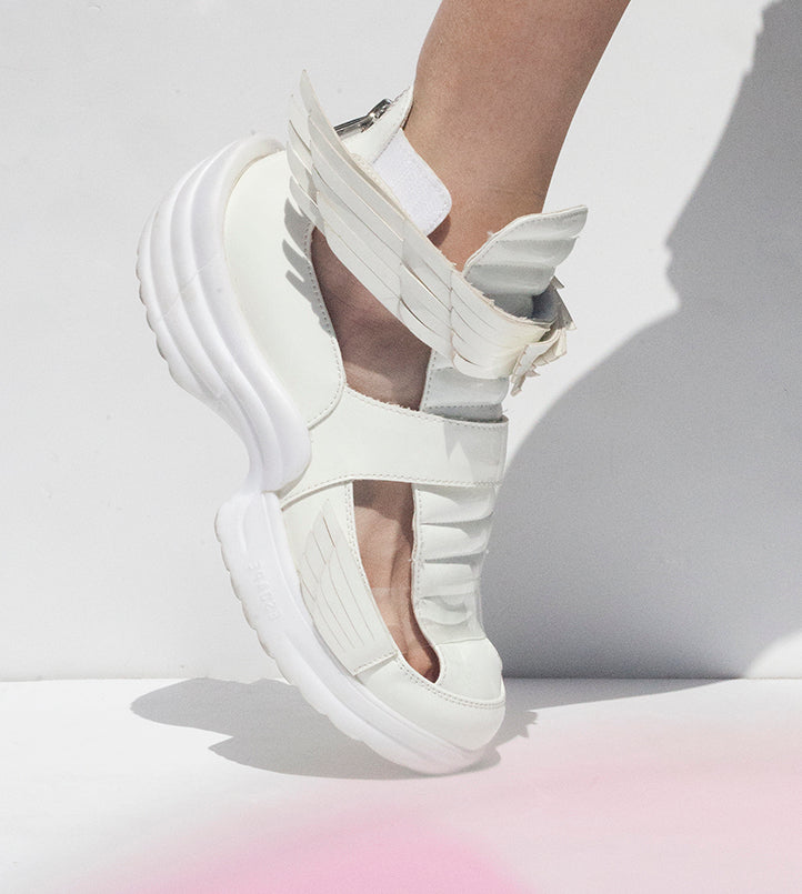 FLYH HI Winged Sneaker White (UV Reactive)