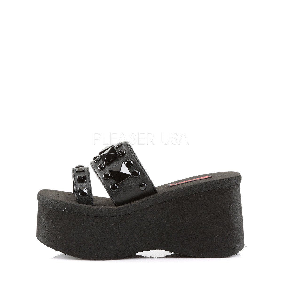 FUNN-18 Black Vegan Leather Slide Demonia