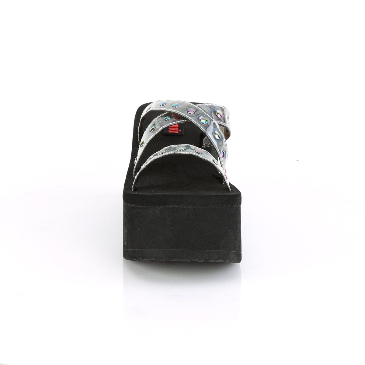 FUNN-19 Black Oil Flick Hologram Sandal Demonia