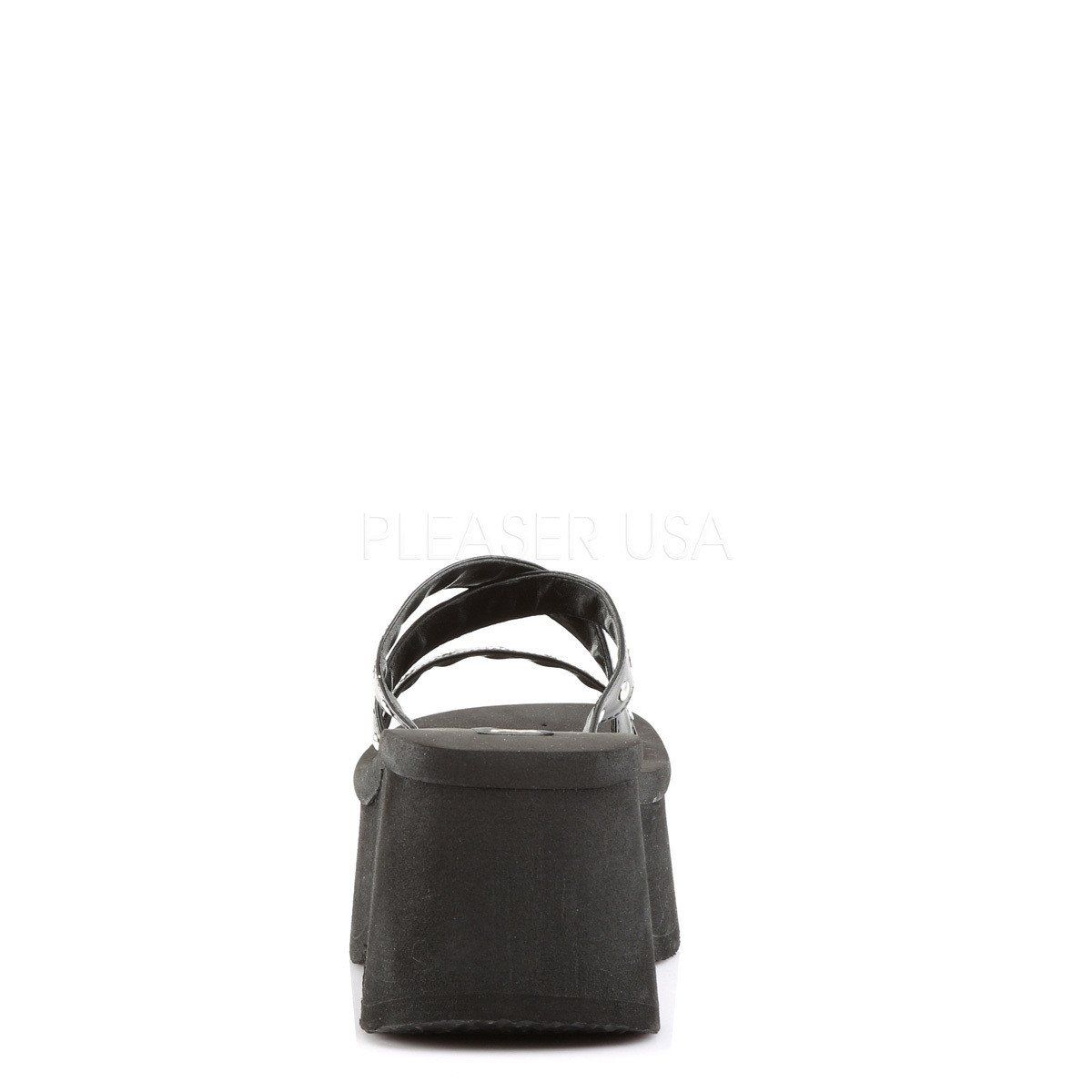 FUNN-19 Black Vegan Leather Sandal Demonia