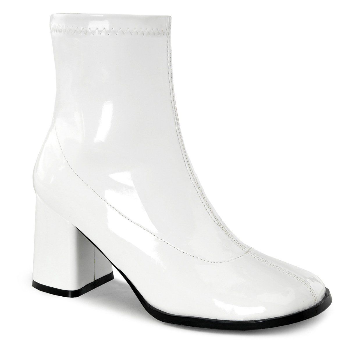 GOGO-150 White Stretch Patent Funtasma