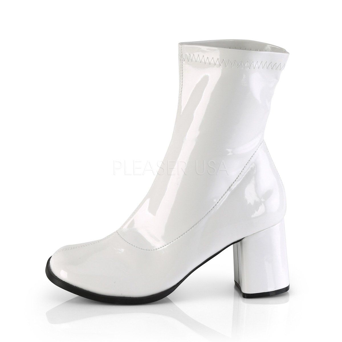 GOGO-150 White Stretch Patent Funtasma