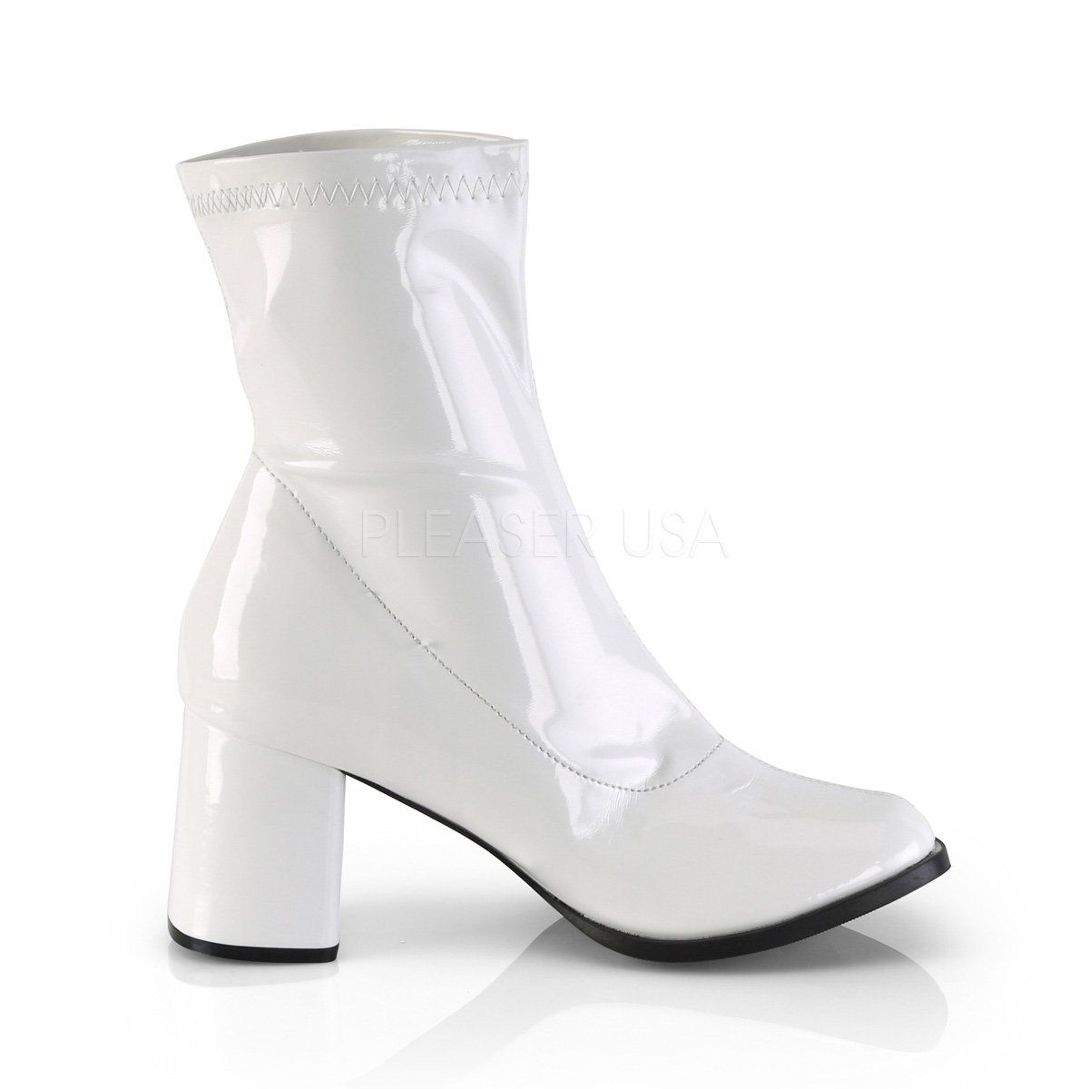 GOGO-150 White Stretch Patent Funtasma