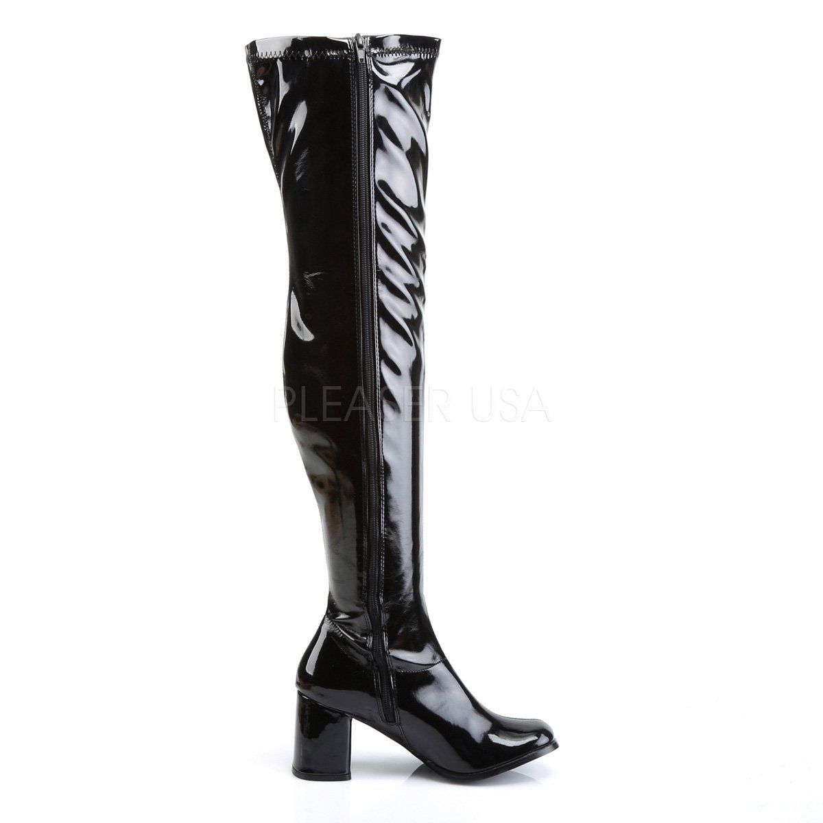 GOGO-3000 Black Stretch Patent Funtasma