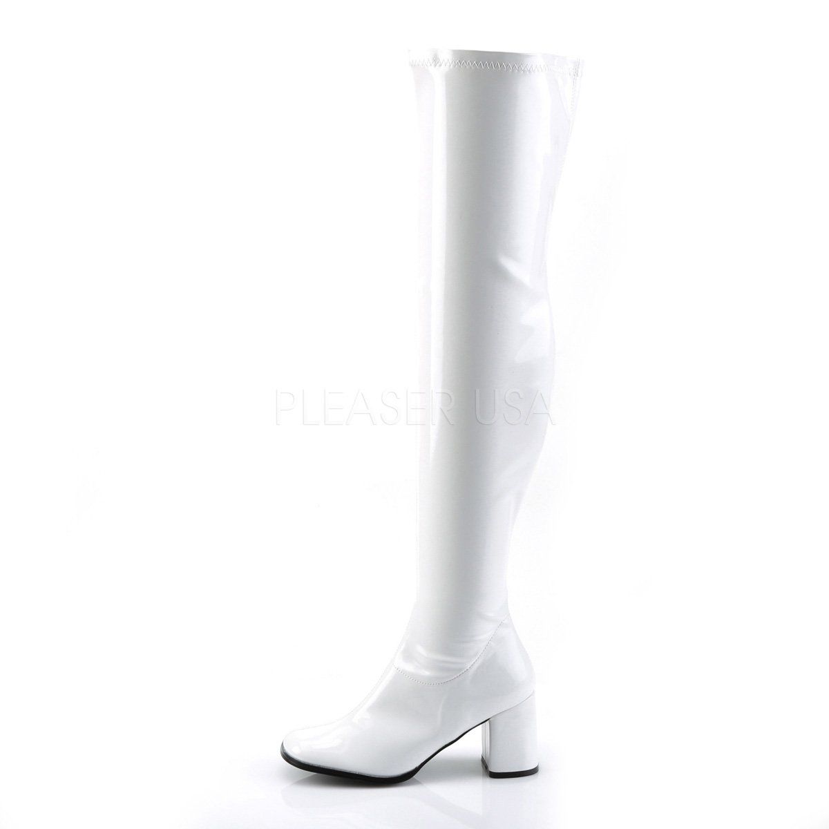 GOGO-3000 White Stretch Patent Funtasma