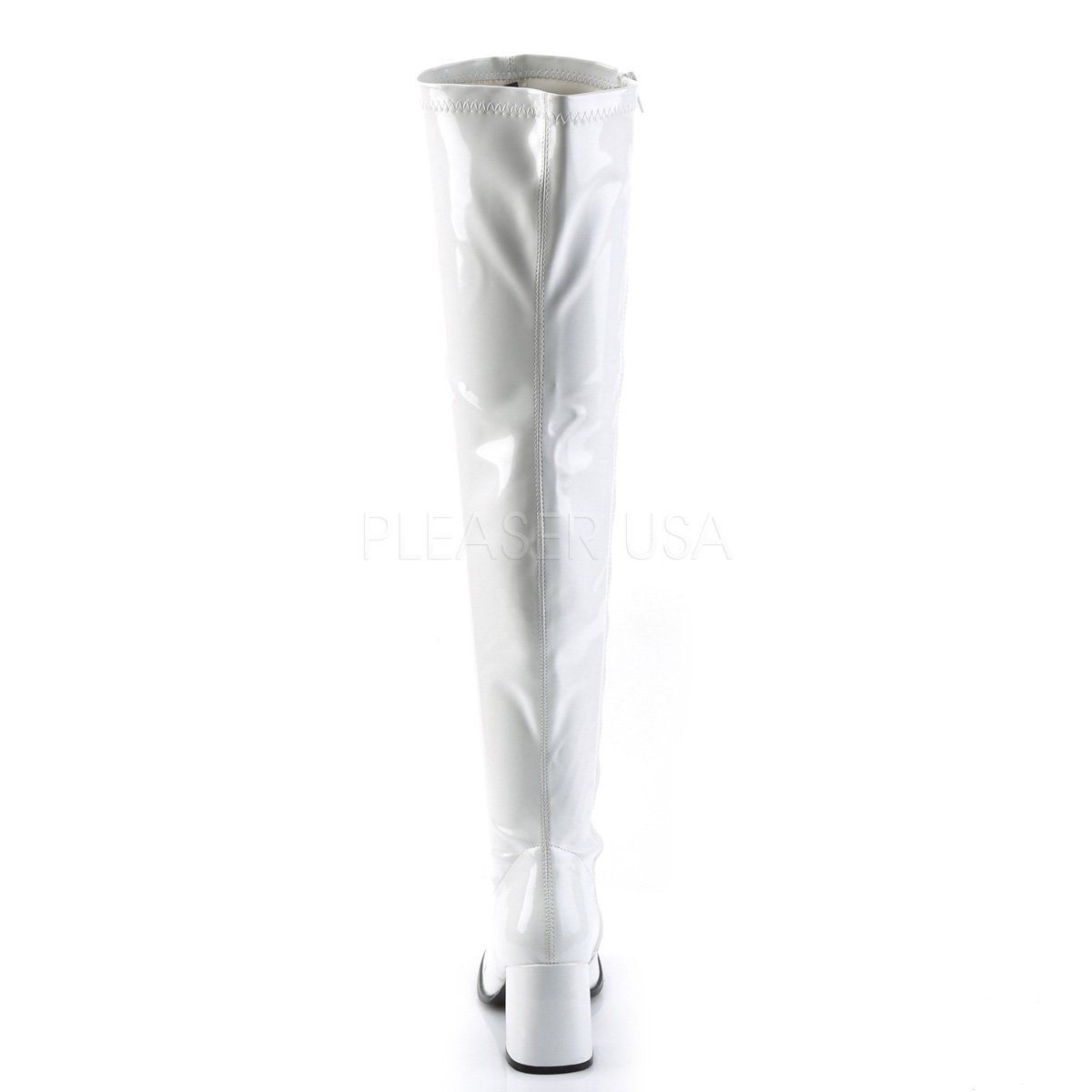 GOGO-3000 White Stretch Patent Funtasma