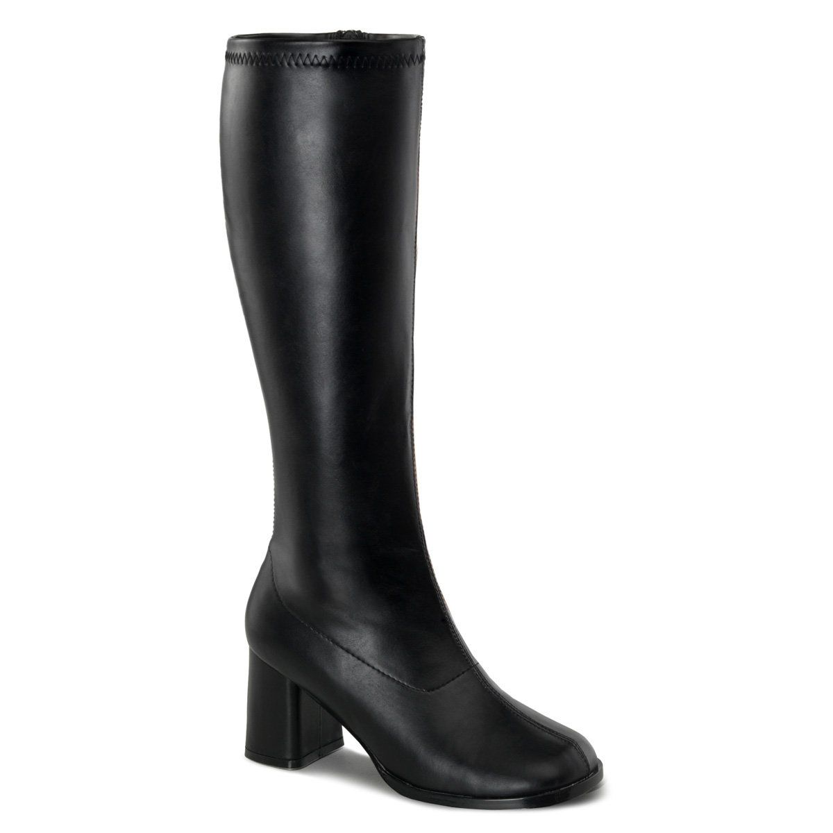 GOGO-300WC Wide Calf Black Stretch Pu Funtasma