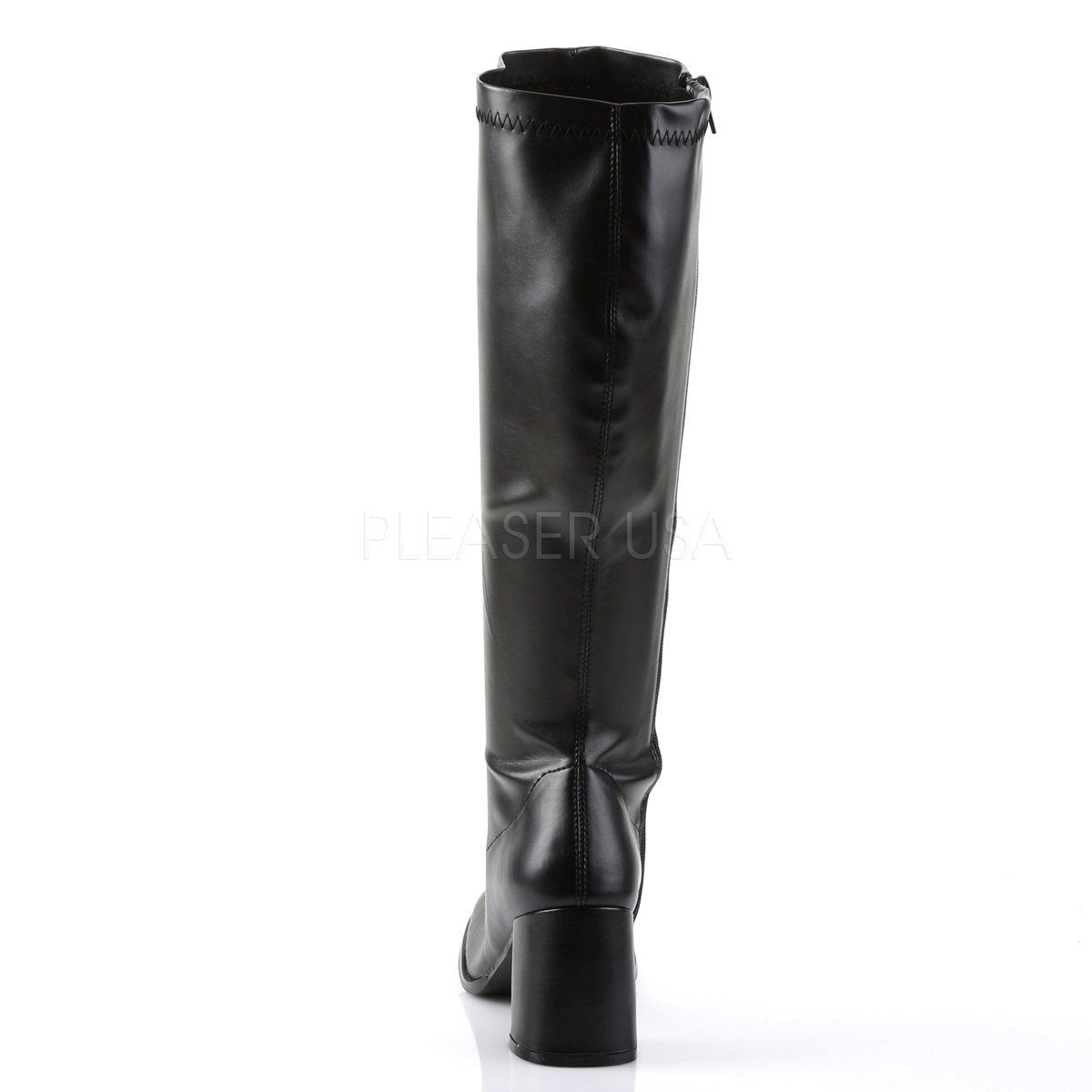 GOGO-300WC Wide Calf Black Stretch Pu Funtasma