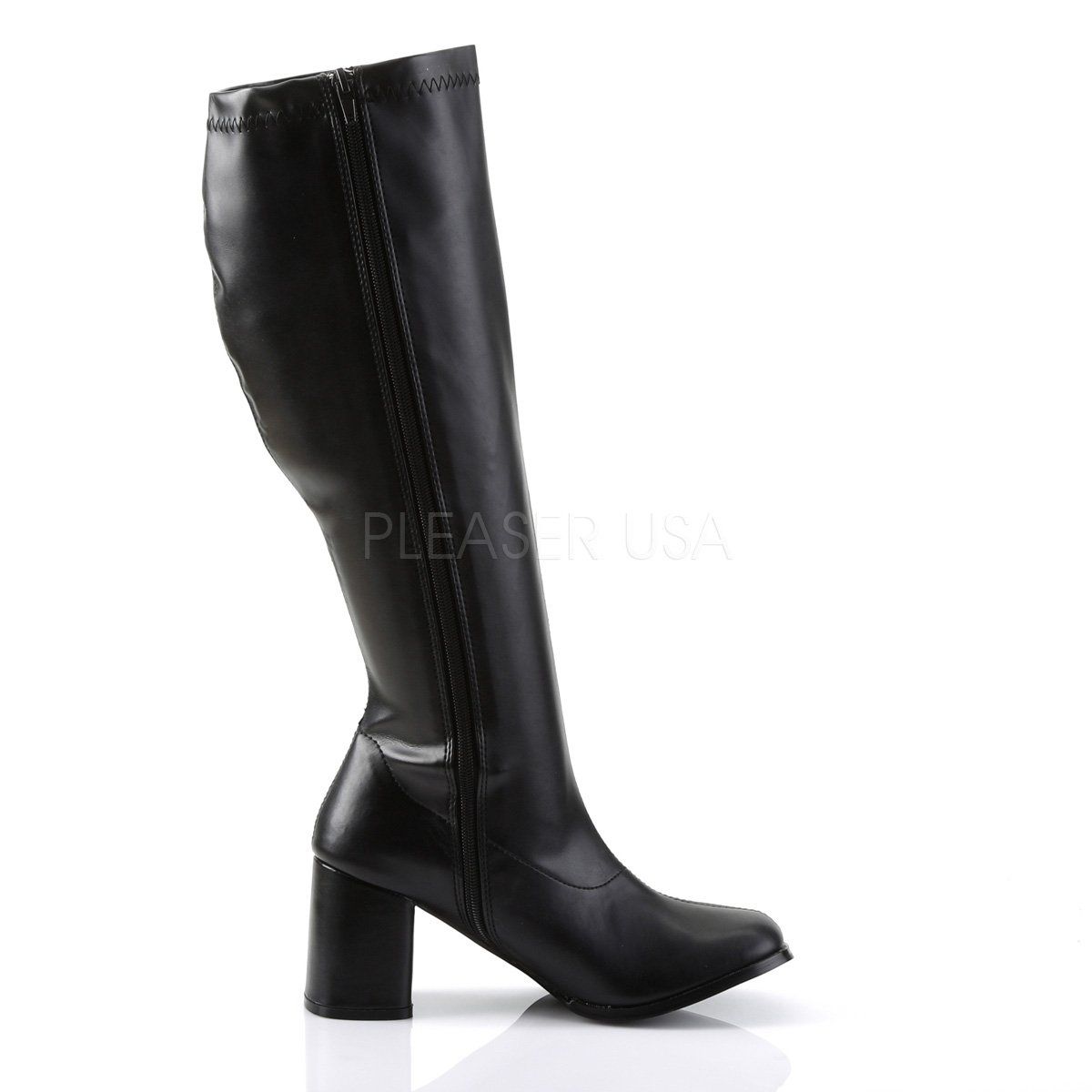 GOGO-300WC Wide Calf Black Stretch Pu Funtasma